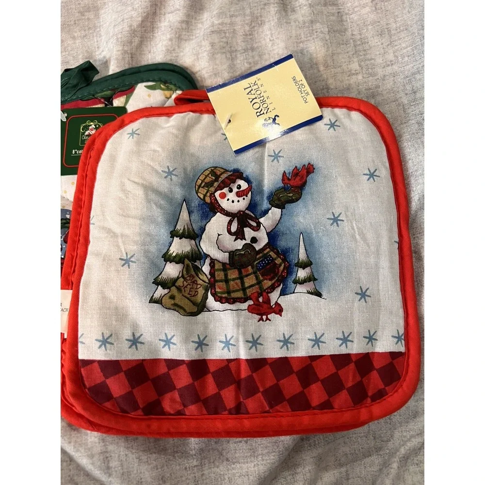 Christmas Snowman Pot Holder Traditional Snowman Pattern Set Of 4, Royal Norfolk